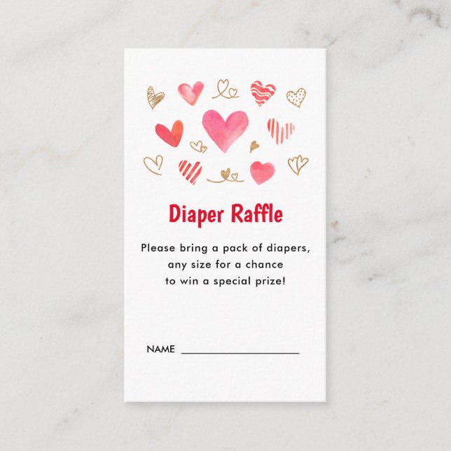 Carte D'accompagnement Valentines's Day Baby shower Diaper Raffle Billets (Devant)