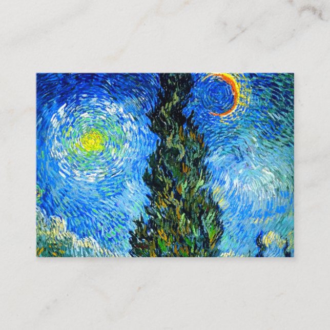 Carte D'accompagnement Van Gogh Road avec Cypress et Star (Devant)