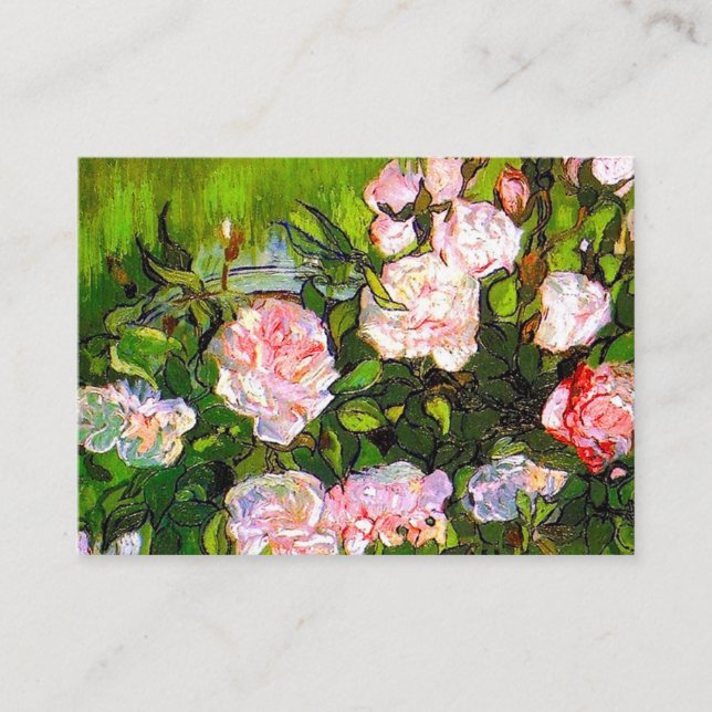Carte D'accompagnement Van Gogh Vie morte avec des roses roses roses (Devant)