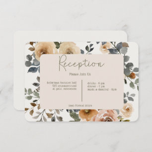 Carte D'accompagnement Vanilla White Boho Roses Mariage de réception crèm