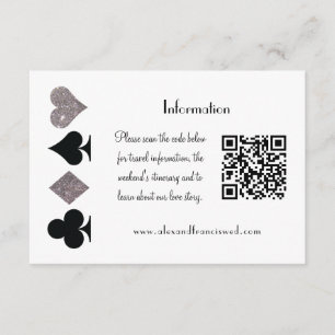 Carte D'accompagnement Vegas Mariage Black and Silver QR Code Information
