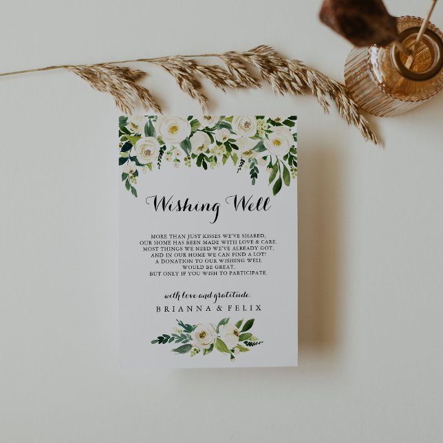 Carte D'accompagnement Végétal Blanc Automne Floral Mariage Souhaite bien (Créateur téléchargé)