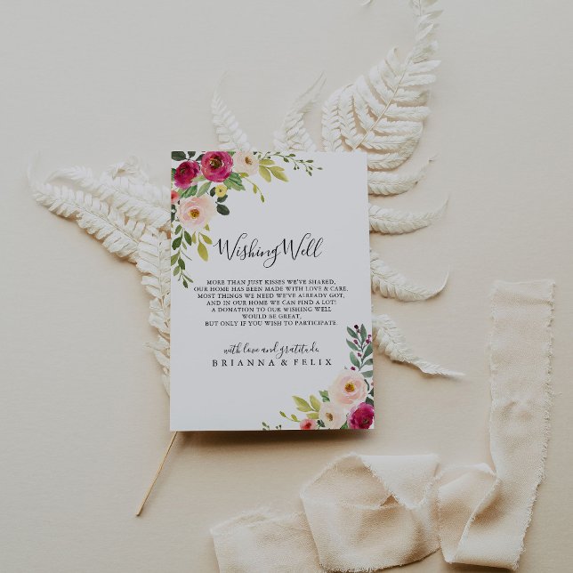 Carte D'accompagnement Végétal Rose Blush Floral Mariage de désir bien (Créateur téléchargé)
