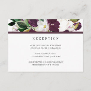 Carte D'accompagnement Velvet Magnolia Réception de mariage moderne chic