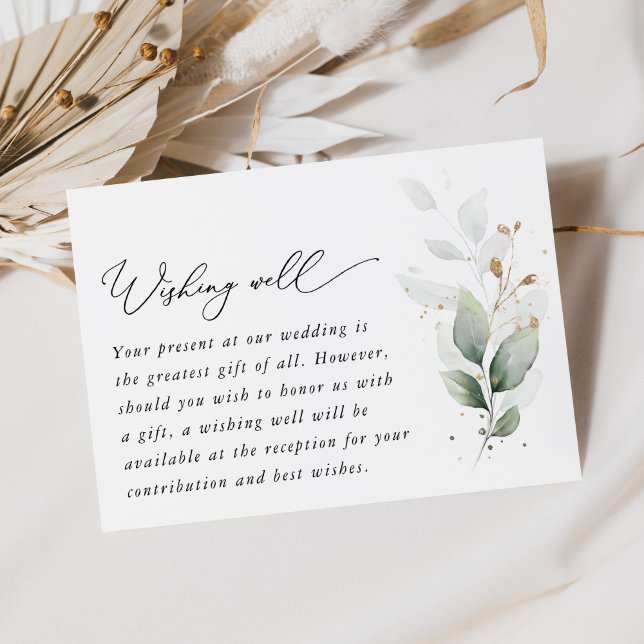 Carte D'accompagnement Verdure, Eucalyptus Feuilles, Mariage Wishing Well (Créateur téléchargé)
