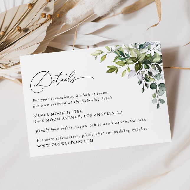 Carte D'accompagnement Verdure, Eucalyptus Feuilles, Mariages Détails (Créateur téléchargé)