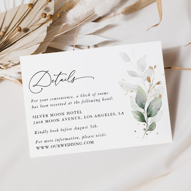Carte D'accompagnement Verdure, Eucalyptus Feuilles, Mariages Détails (Créateur téléchargé)