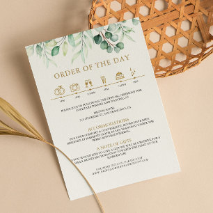 Carte D'accompagnement Verdure Eucalyptus Green Gold Détails Timeline