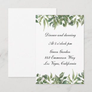 Carte D'accompagnement Verdure Feuille Foliage Accueil Mariage