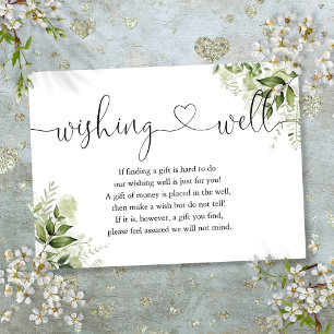 Carte D'accompagnement Verdure Floral Coeur Script Wishing well Mariage