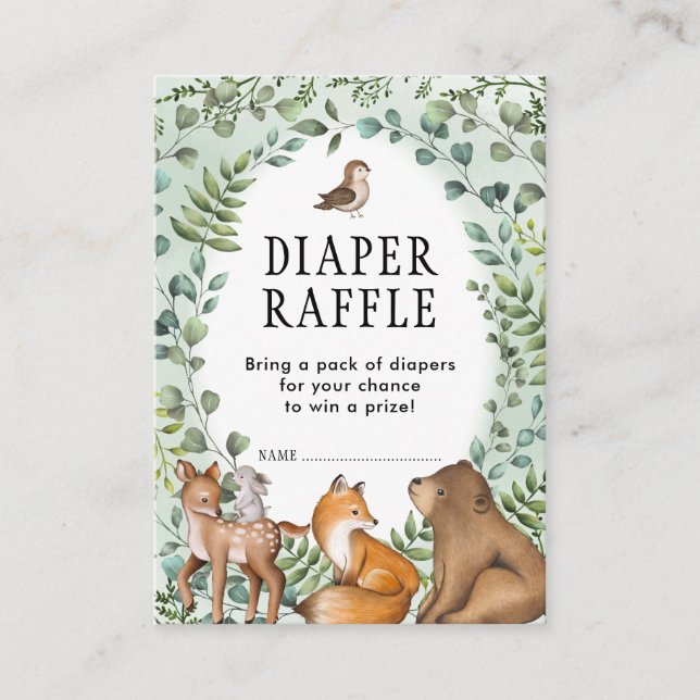 Carte D'accompagnement Verdure Forêt Bois Animaux Repas de couches Raffle (Devant)