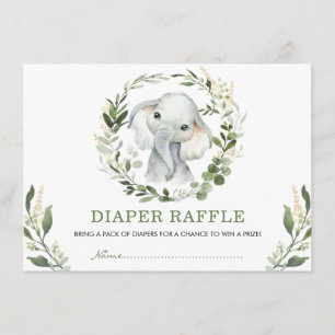 Carte D'accompagnement Verdure neutre Eléphant Or Bébé Déchets Raffle