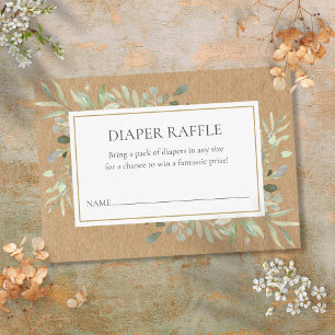 Carte D'accompagnement Verdure rustique Aquarelle couche Raffle Douche