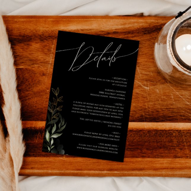 Carte D'accompagnement Verdure Whimsical Détails Black and Gold (Créateur téléchargé)