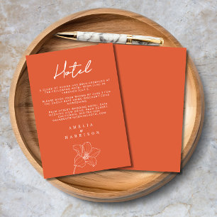 Carte D'accompagnement Verona Sunset Orange Elégant Floral Mariage Hotel