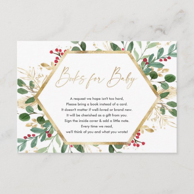 Carte D'accompagnement vert doré de Noël rouge pour bébé enclos (Devant)