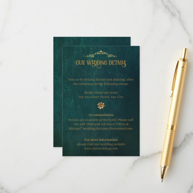 Carte D'accompagnement Vert foncé vintage (Devant/Arrière en situation)