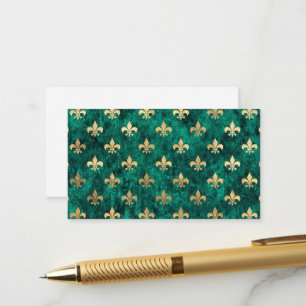 Carte D'accompagnement Vert Grunge Velours Fleur De Lis Mardi Gras