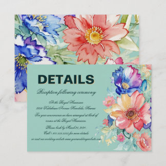 Carte D'accompagnement Vert Menthe Floral Moderne Mariage Élégant