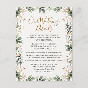 Carte D'accompagnement Vert or Elégant Aquarelle Boho Mariage feuille