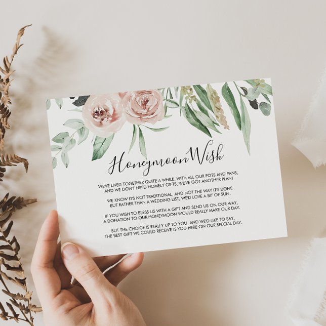 Carte D'accompagnement Vert rose Blush Floral désir lune de miel (Créateur téléchargé)