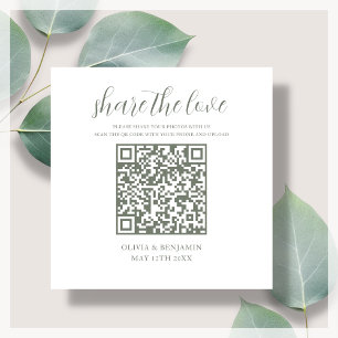 Carte D'accompagnement Vert sage   White Share The Love QR Code