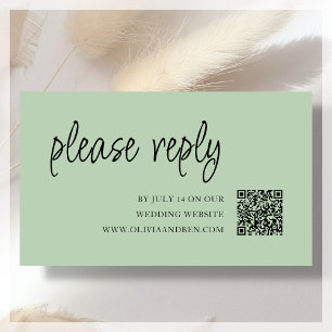 Carte D'accompagnement Vert sauge   Code QR   RSVP de mariage