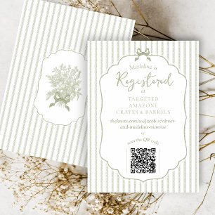 Carte D'accompagnement Vert sauge floral vintage nœud charmant shower de