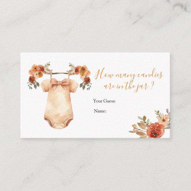Carte D'accompagnement Vêtements de bébé floraux de citrouille d'automne  (Devant)