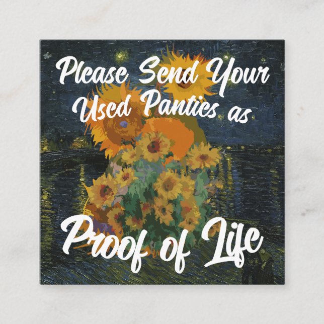 Carte D'accompagnement Veuillez envoyer vos culottes usagées comme preuve (Devant)