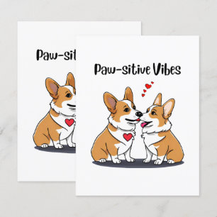 Carte D'accompagnement Vibes Corgis en amour