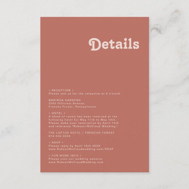 Carte D'accompagnement Vibes rétro simples | Détails de l'ancien Rose (Devant)