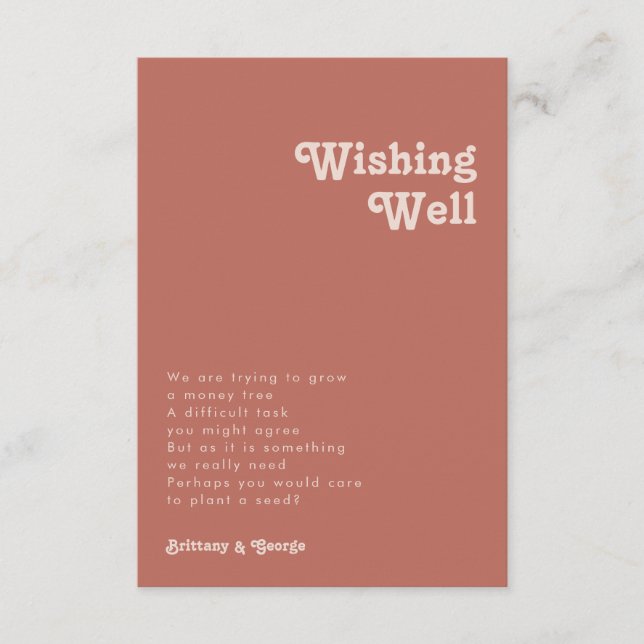Carte D'accompagnement Vibes rétro simples | Vieux Mariage Rose Wishing w (Devant)