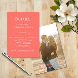 Carte D'accompagnement Vibrant moderne rose & corail Photo Détails du Mar