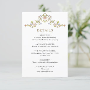 Carte D'accompagnement Victorian Ornate Grace Floral Détails du Mariage