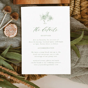 Carte D'accompagnement Victorian Sage Green Toile Détails du Mariage