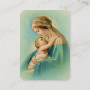 Carte D'accompagnement Vierge Marie Jésus jolie dame habillée en poème bl