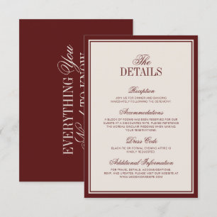 Carte D'accompagnement Vieux Argent Mariage Classique Crème de Bourgogne 