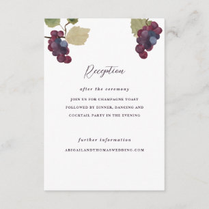Carte D'accompagnement Vigne de raisin et vignoble Réception de mariage
