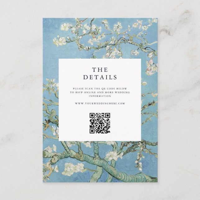 Carte D'accompagnement Vincent Van Gogh Almond Blossom Floral Mariage (Devant)