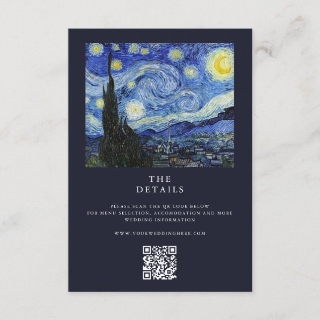 Carte D'accompagnement Vincent Van Gogh Mariage de nuit Starry (Devant)