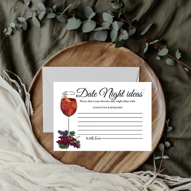 Carte D'accompagnement Vino Before Vows Date Night Ideas Fête des mariées (Créateur téléchargé)