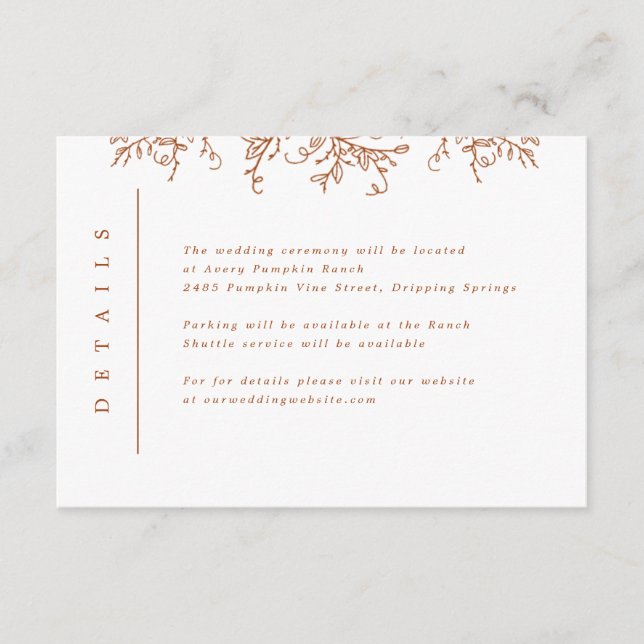 Carte D'accompagnement Vins citrouilles Monogramme Mariage Insertion (Devant)