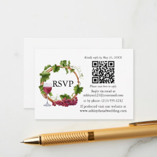 Carte D'accompagnement Vins de raisin d'aquarelle Mariage de la couronne 