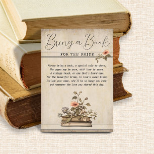 Carte D'accompagnement Vintage Apportez un Livre pour la Mariée Baby Show