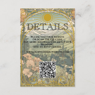 Carte D'accompagnement Vintage Art Nouveau Déco QR Code Détails du Mariag
