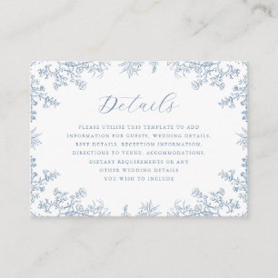 Carte D'accompagnement Vintage Blue Floral Détails du Mariage