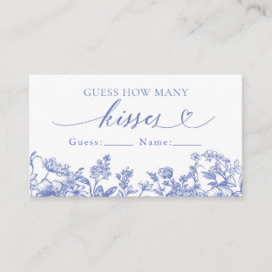 Carte D'accompagnement Vintage Blue Floral Devinez combien de baisers jeu