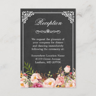 Carte D'accompagnement Vintage Chalkboard Rustique Floral Mariage Récepti