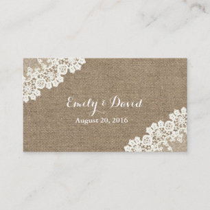 Carte D'accompagnement Vintage Corner Lace Burlap Site Mariage Insérer